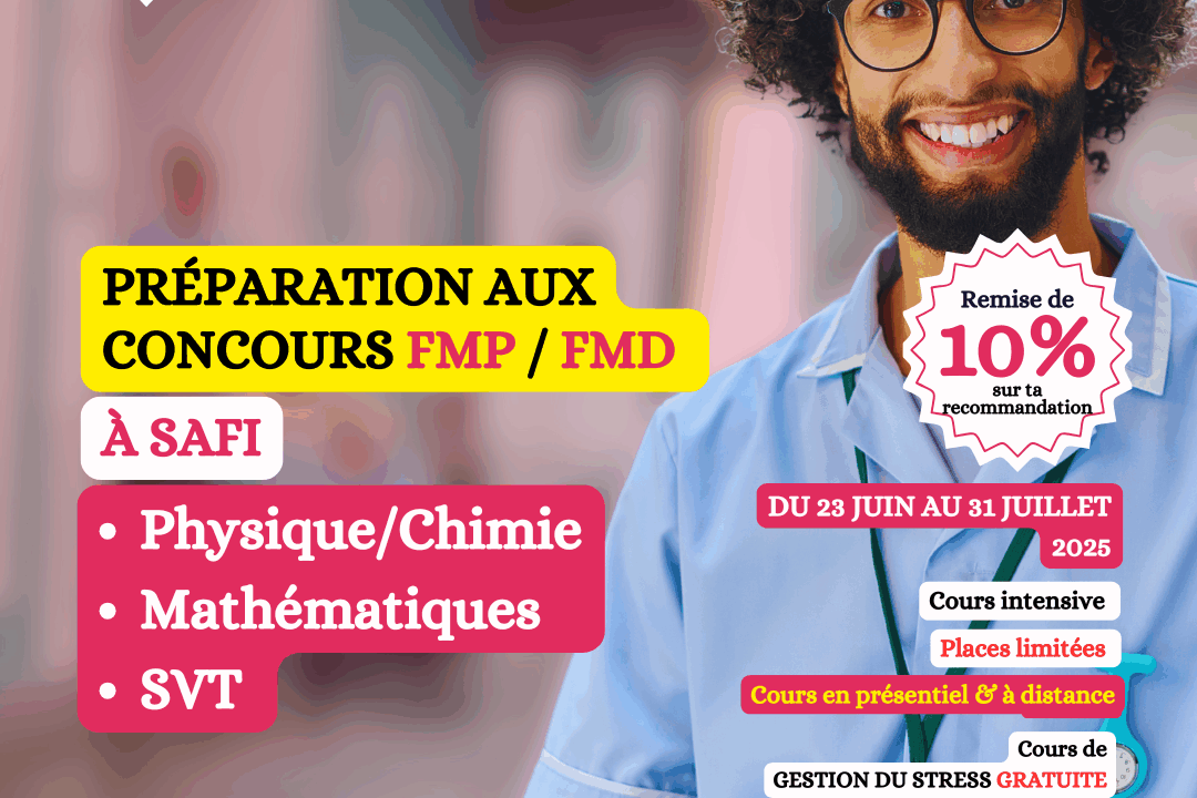 Étudiants en pleine préparation aux concours d’accès aux FMP et FMD 2025 dans une salle de cours à Espace Noor.