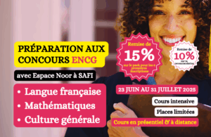 Préparation concours ENCG 2025 à Espace Noor Safi – session du 1er juillet au 3 août.